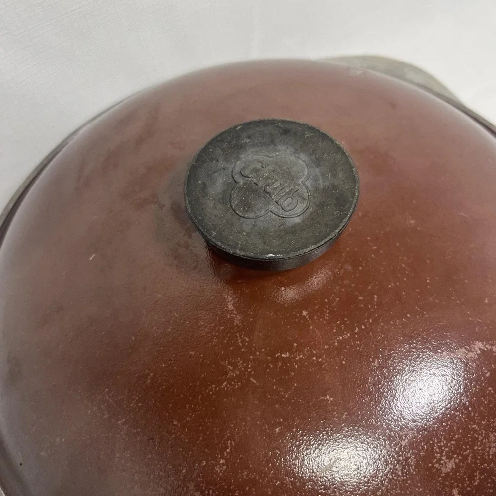 Vintage Club Brown Dutch Oven Large Stock Pot With Lid Cast Aluminum Collectible